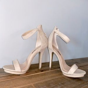 Fashion Nova  suede tan nude heel